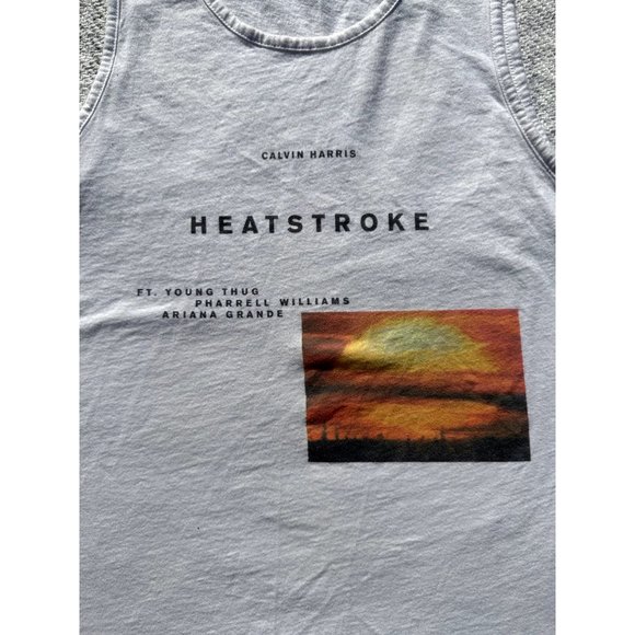 Calvin Harris Tank Large White Top Printed SunSet Heartstroke Sleeveless Mens - Picture 3 of 5